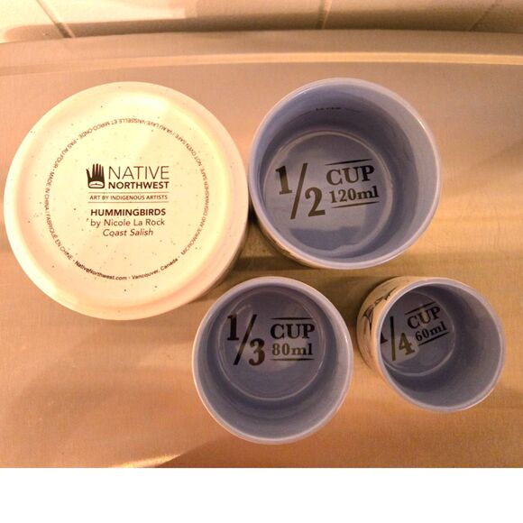 Native Northwest Art by Indigenous Artists Ceramic Measuring Cup Set NWT - Picture 3 of 9